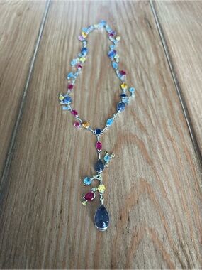 Multicolor Teardrop Pendant Necklace - Women Jewelry